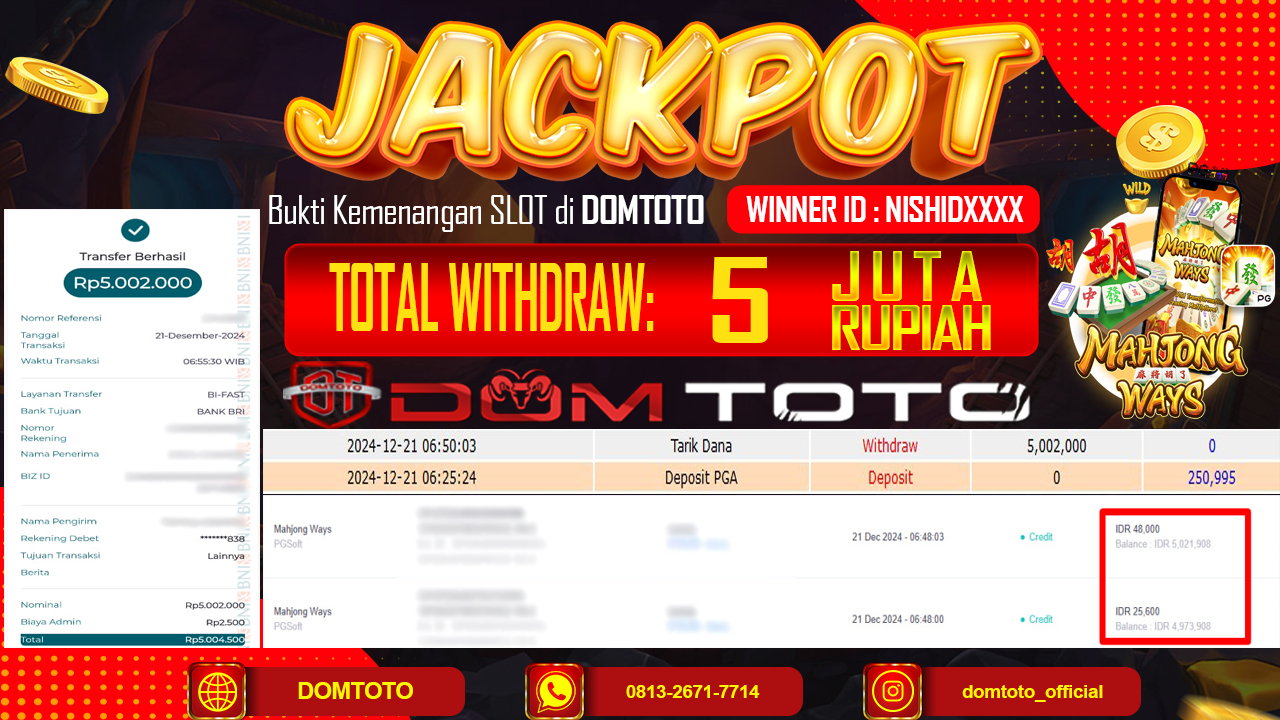 JACKPOT SLOT MAHJONG WAYS  21 DESEMBER 2024